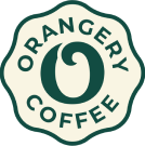 A graphic image of the Orangery Coffee floral logo badge