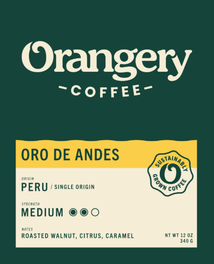 A graphic showcasing Orangery Coffee's Oro de Andes single origin product